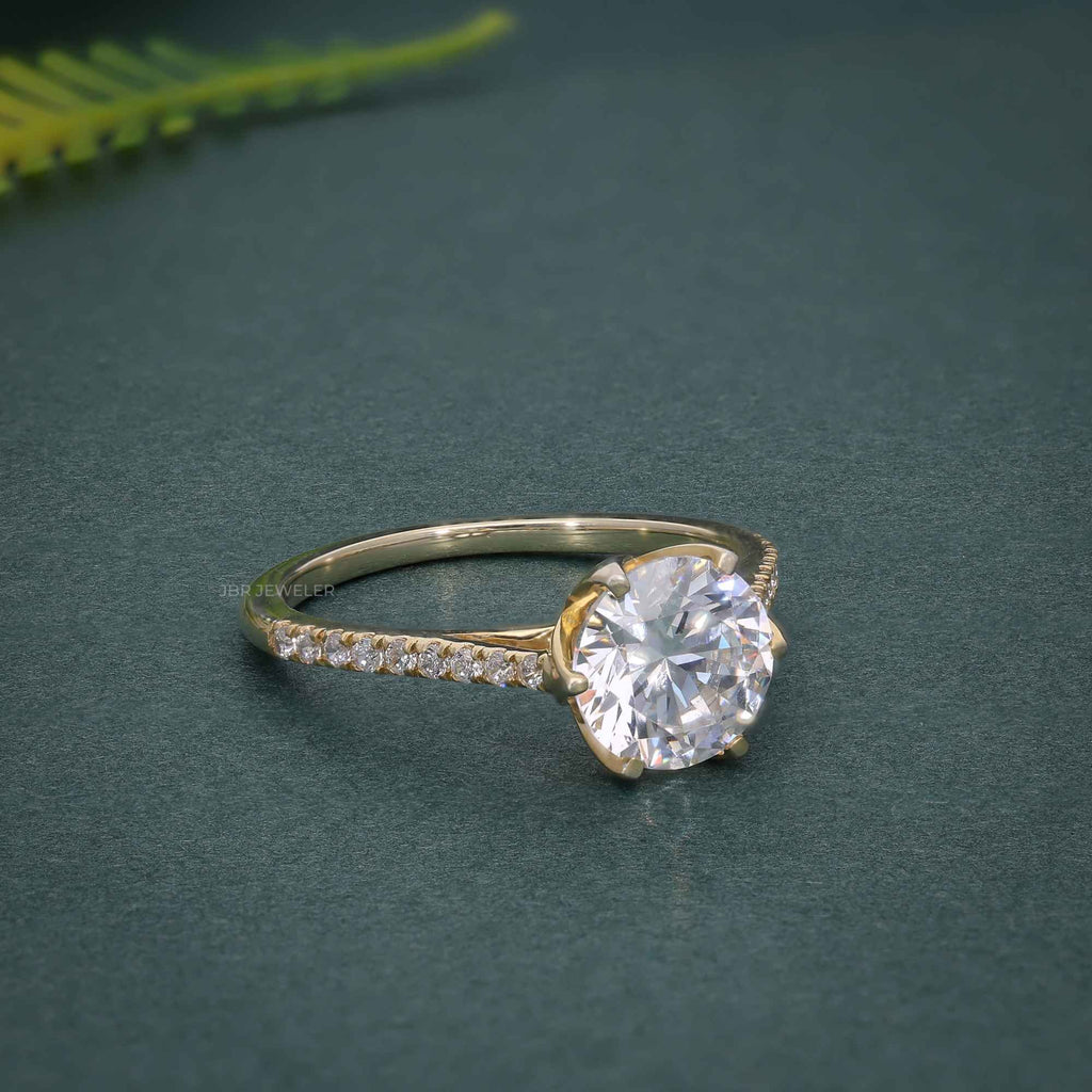 Six Prong Round 2.0CT Lab Grown Floral Diamond Ring