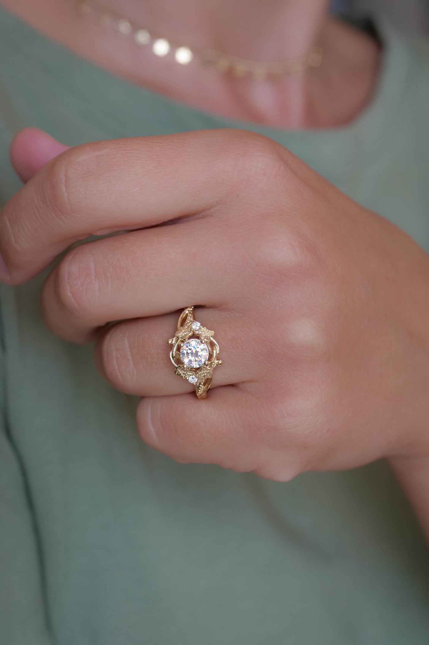 Bague de fiançailles avec accent marquise et diamant cultivé en laboratoire Asscher de 1,00 ct