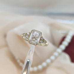 2.10 CT Emerald Cluster Lab Diamond Floral Engagement Ring