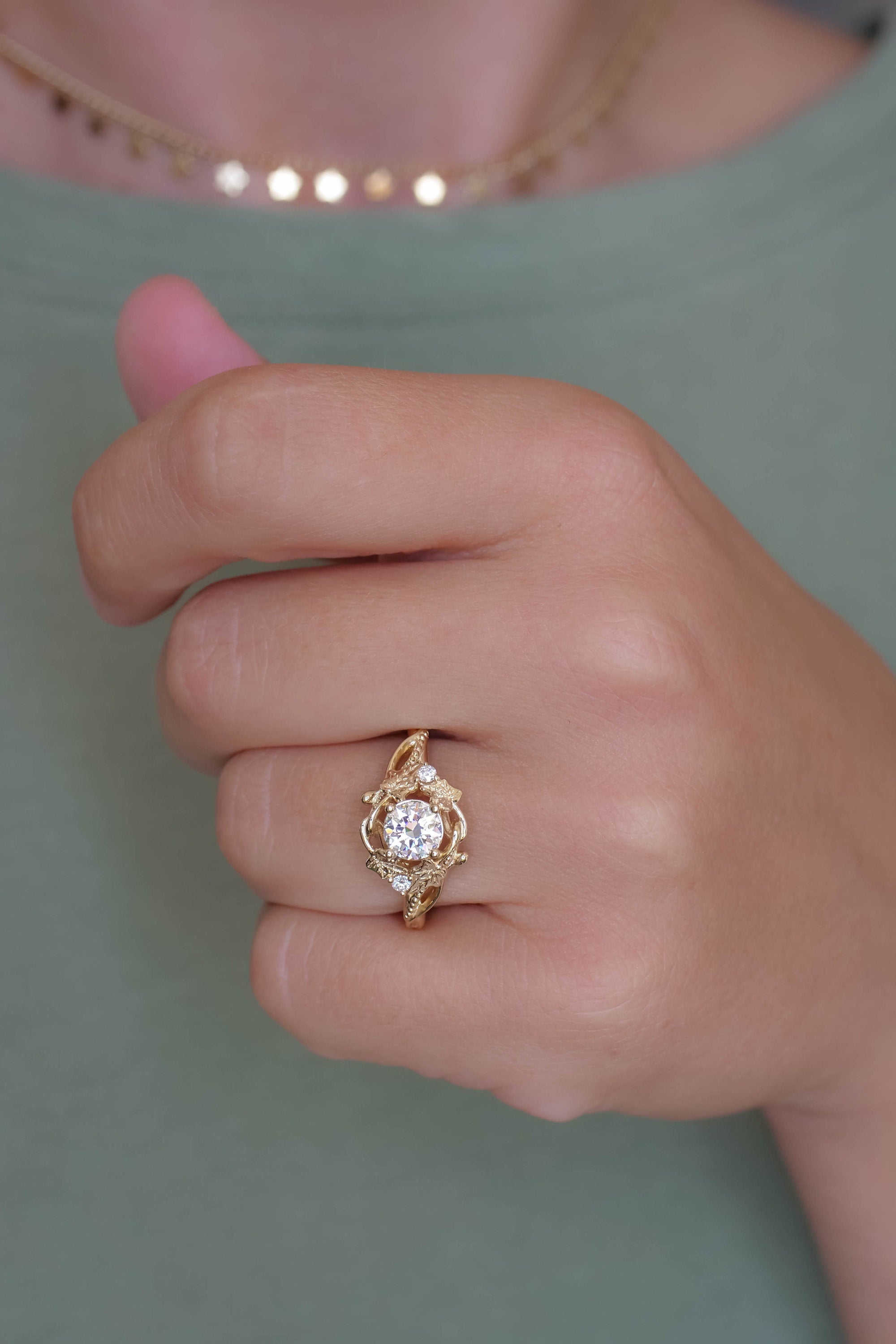 2.10 CT Nature Inspired Lab Engagement Ring