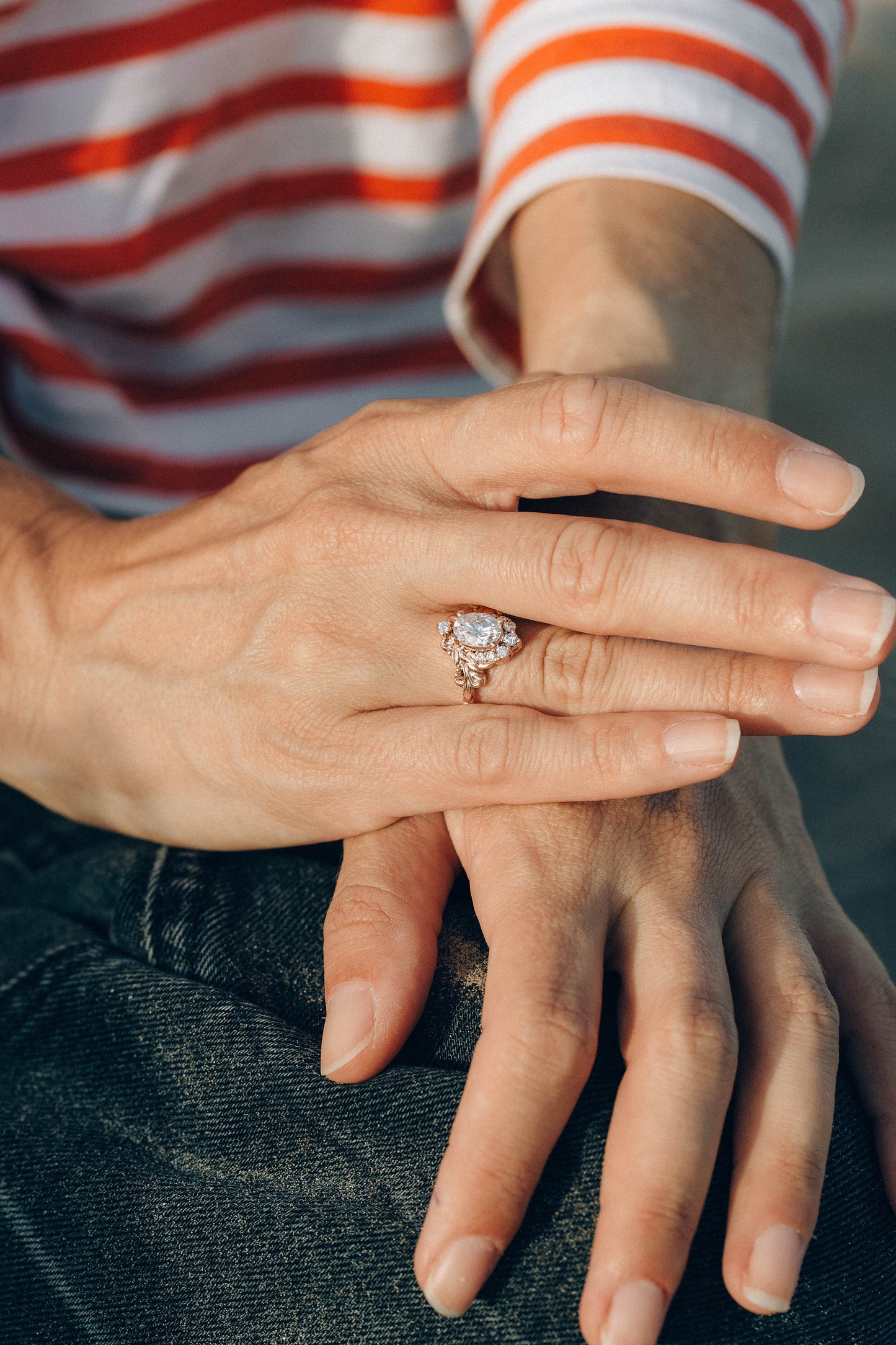 2.20 CT Oval Cut Lab Diamond Baroque Inspired Halo with Flourish Scrollwork Ethical Engagement Ring