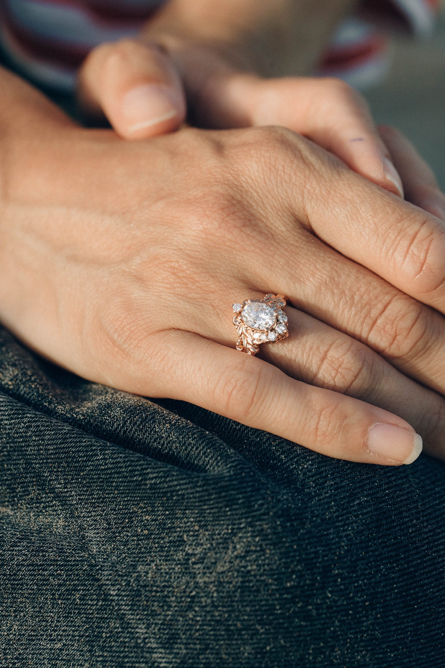 2.20 CT Oval Cut Lab Diamond Baroque Inspired Halo with Flourish Scrollwork Ethical Engagement Ring