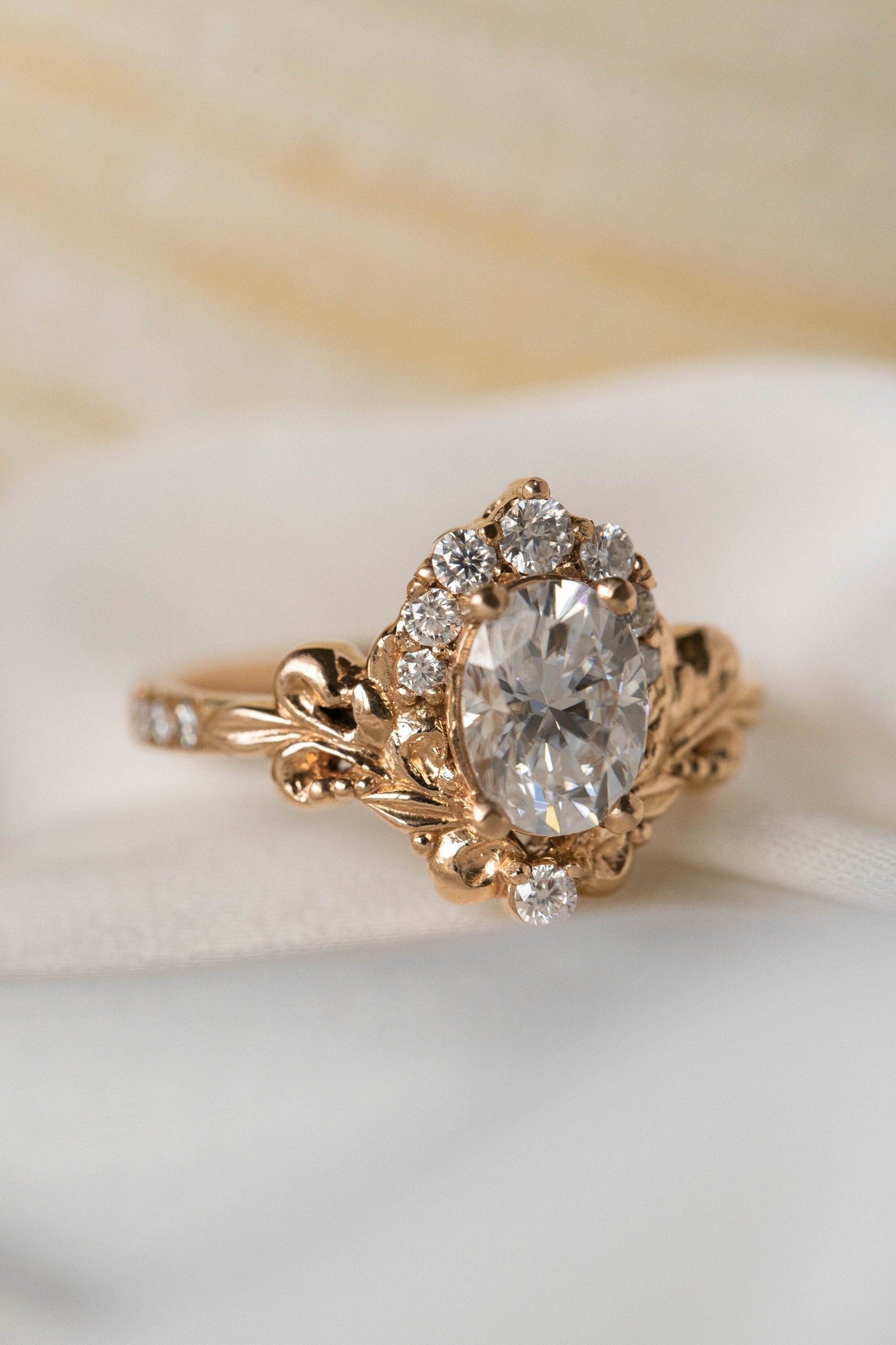 Vintage Baroque Scroll Ring – 2.20 CT Lab Diamond