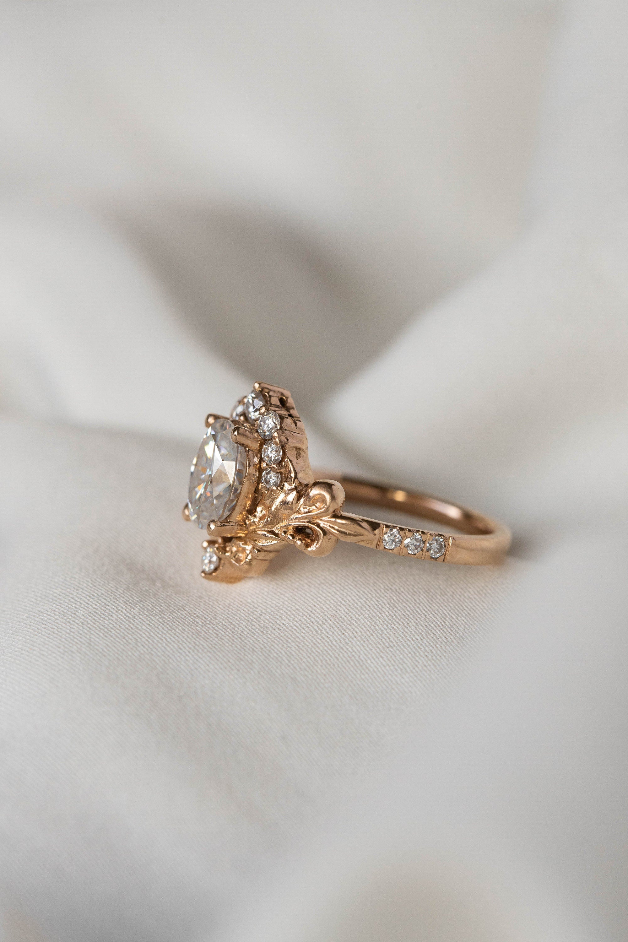 2.20 CT Lab Grown Oval Diamond Halo Engagement Ring