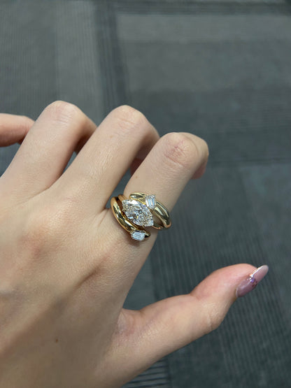 Bague de fiançailles avec accent marquise et diamant cultivé en laboratoire Asscher de 1,00 ct