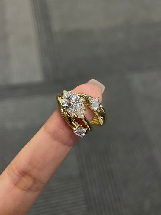 Marquise Cut 3-Stone Lab-Grown Diamond East-West Engagement Ring