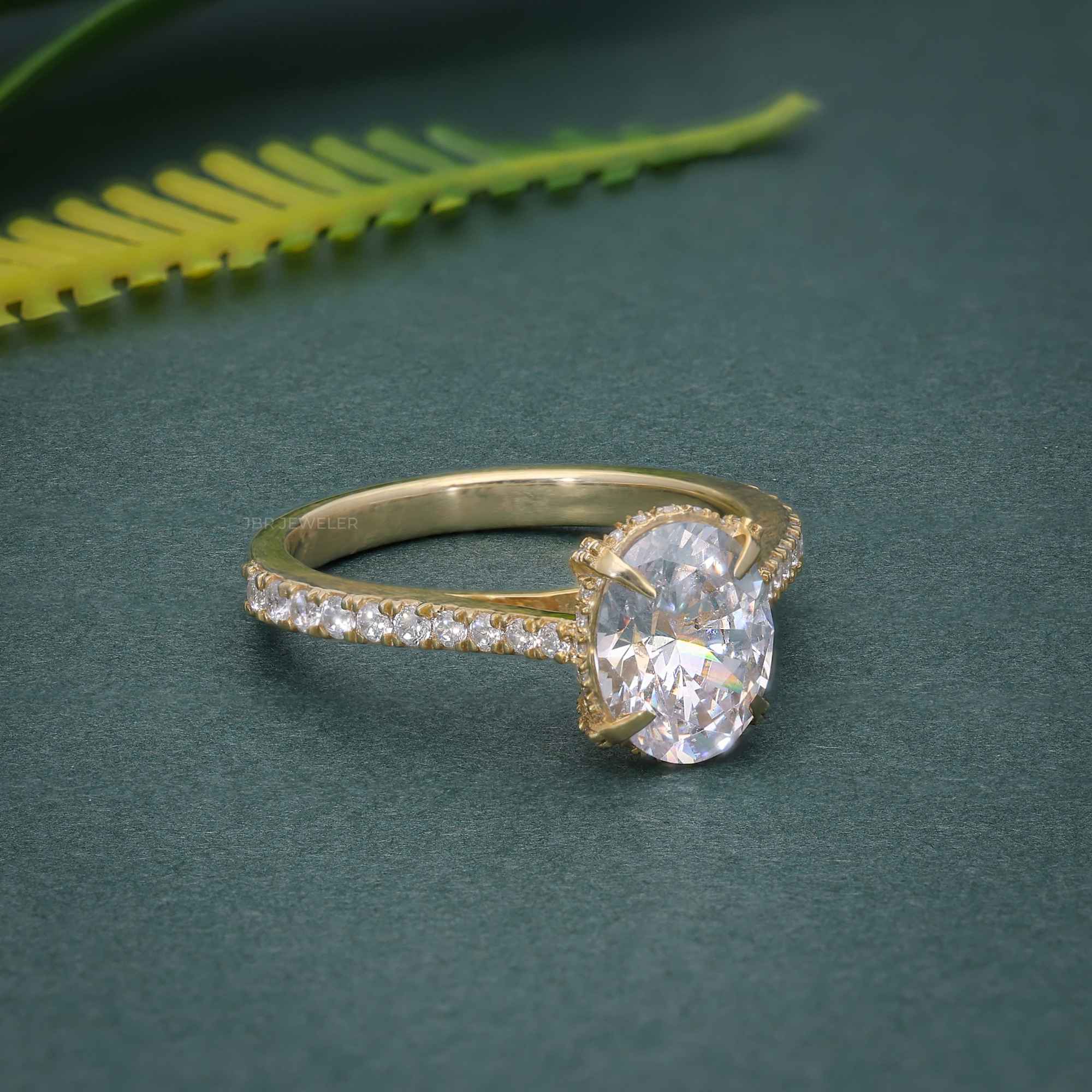 2.50Ct Classic Under Halo Oval Cut Moissanite Diamond Engagement Ring - JBR Jeweler