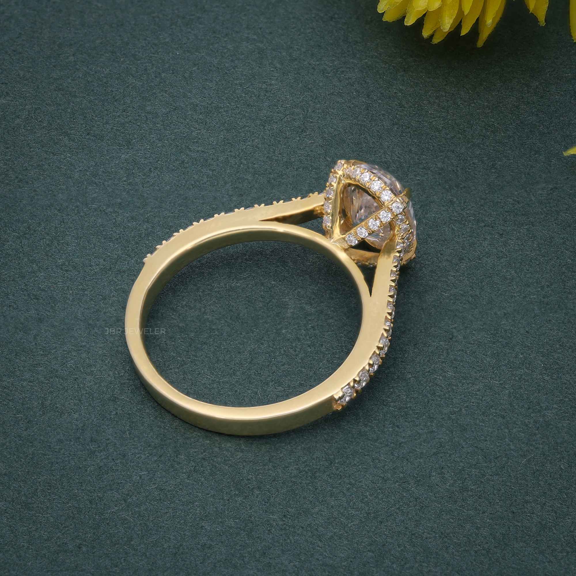 2.50Ct Classic Under Halo Oval Cut Moissanite Diamond Engagement Ring - JBR Jeweler