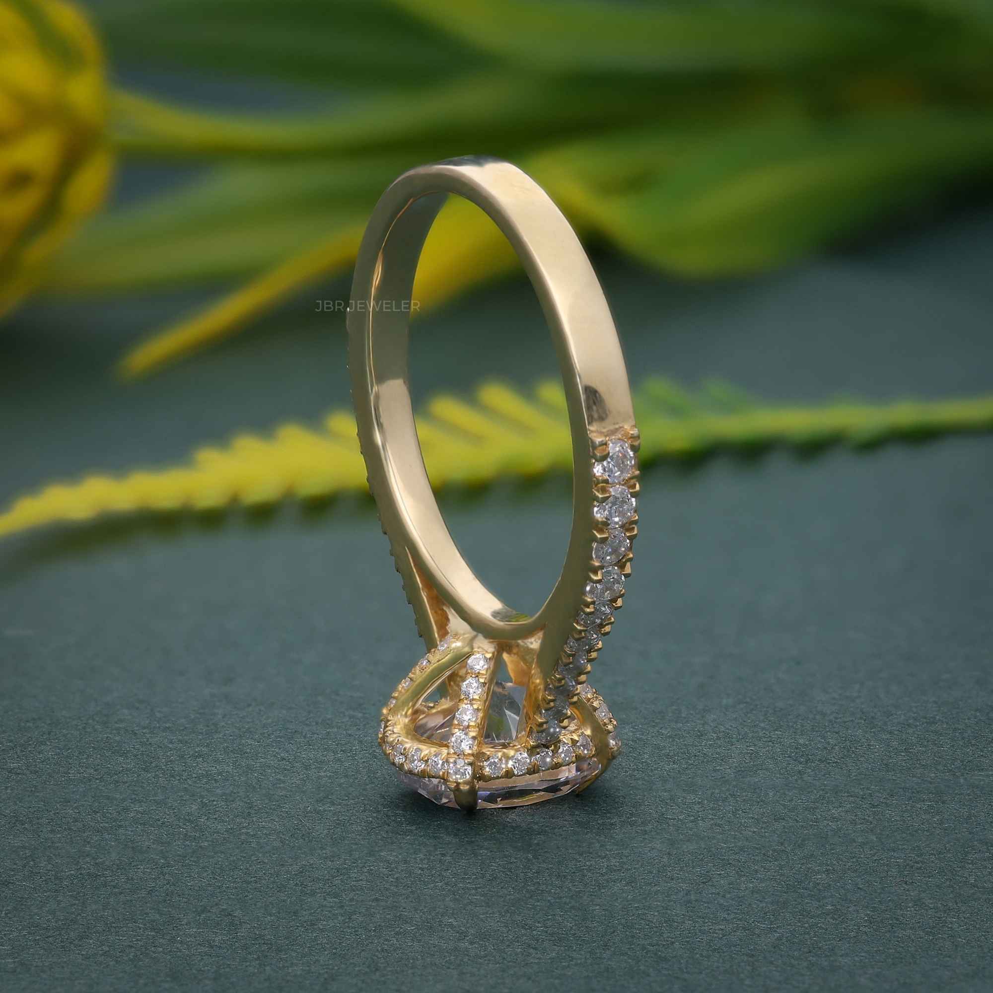 2.50Ct Classic Under Halo Oval Cut Moissanite Diamond Engagement Ring - JBR Jeweler