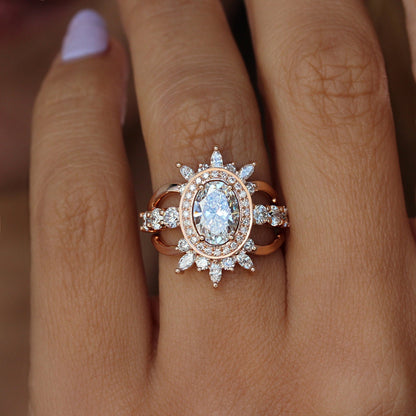 Bague de fiançailles avec accent marquise et diamant cultivé en laboratoire Asscher de 1,00 ct