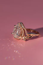 2.5 Carat Pear-Cut Lab Diamond Engagement Ring  Art Nouveau Leafy Design