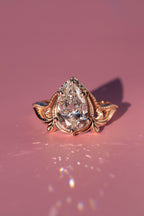 2.5 Carat Pear-Cut Lab Diamond Engagement Ring  Art Nouveau Leafy Design