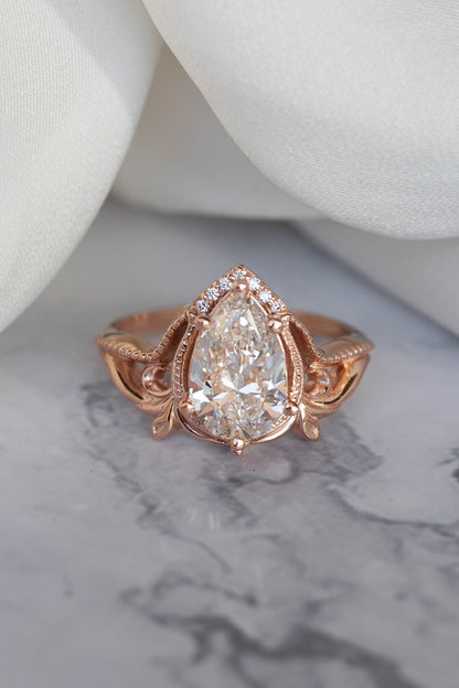 Bague de fiançailles avec accent marquise et diamant cultivé en laboratoire Asscher de 1,00 ct