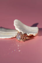 2.5 Carat Pear-Cut Lab Diamond Engagement Ring  Art Nouveau Leafy Design