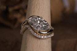 2.75 CT Marquise Lab Diamond Ring Set with Wedding Band