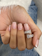 White Gold Wrap Ring with 2.99 CT Emerald Cut Lab Diamond