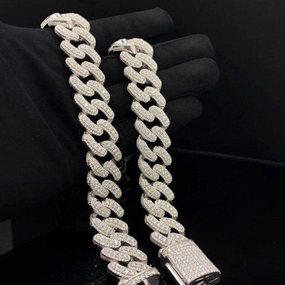 22 mm Round Moissanite Diamonds Studded Cuban Link Men's Iced out Rapper chains - JBR Jeweler