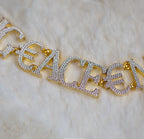 24 MM VVS Round Moissanite Diamond Custom Name Rapper link Chain - JBR Jeweler