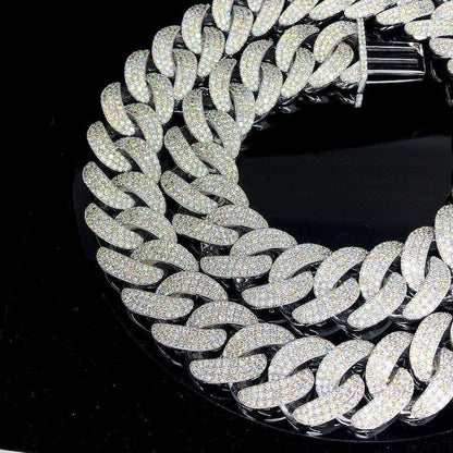 25mm Cuban Link Iced out Hip Hop VVS Moissanite S925 sterling silver Cuban Chain - JBR Jeweler