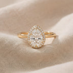 14K gold 2 carat pear moissanite ring