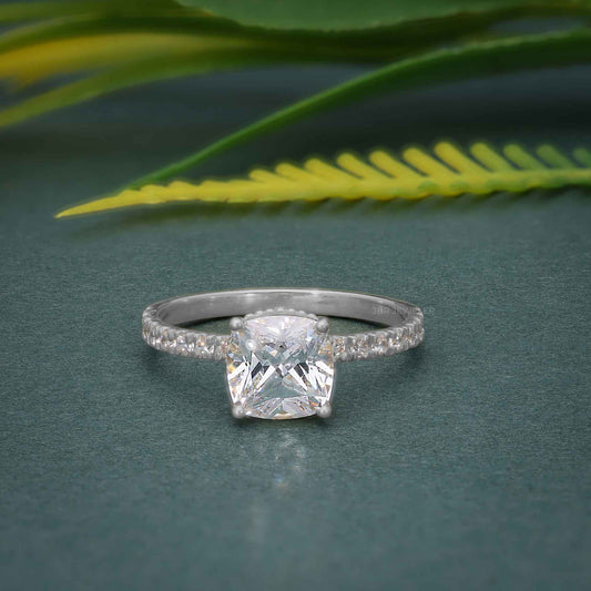 2 Ct Cushion Cut Moissanite Diamond Solitaire in 14k Rose Gold