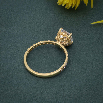 2 Ct Cushion Cut Moissanite Diamond Solitaire in 14k Rose Gold