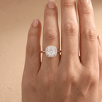 IGI Certified 2Ct Cushion Lab Grown Diamond Ring on Model's Hand
