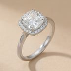 Cushion Halo Diamond Ring - Top View Showing Sparkle
