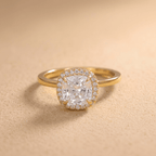 2Ct Cushion Cut Lab Grown Diamond Solitaire Halo Ring for Women - Front View