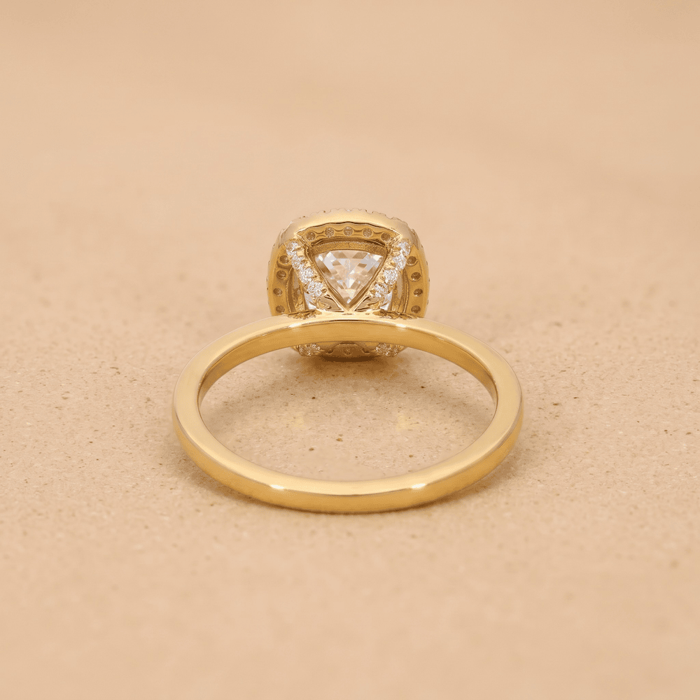 Women's Lab Grown Diamond Solitaire Halo Ring in 14K White Gold