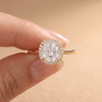 IGI Certified 2Ct Cushion Lab Grown Diamond Ring on Model's Hand