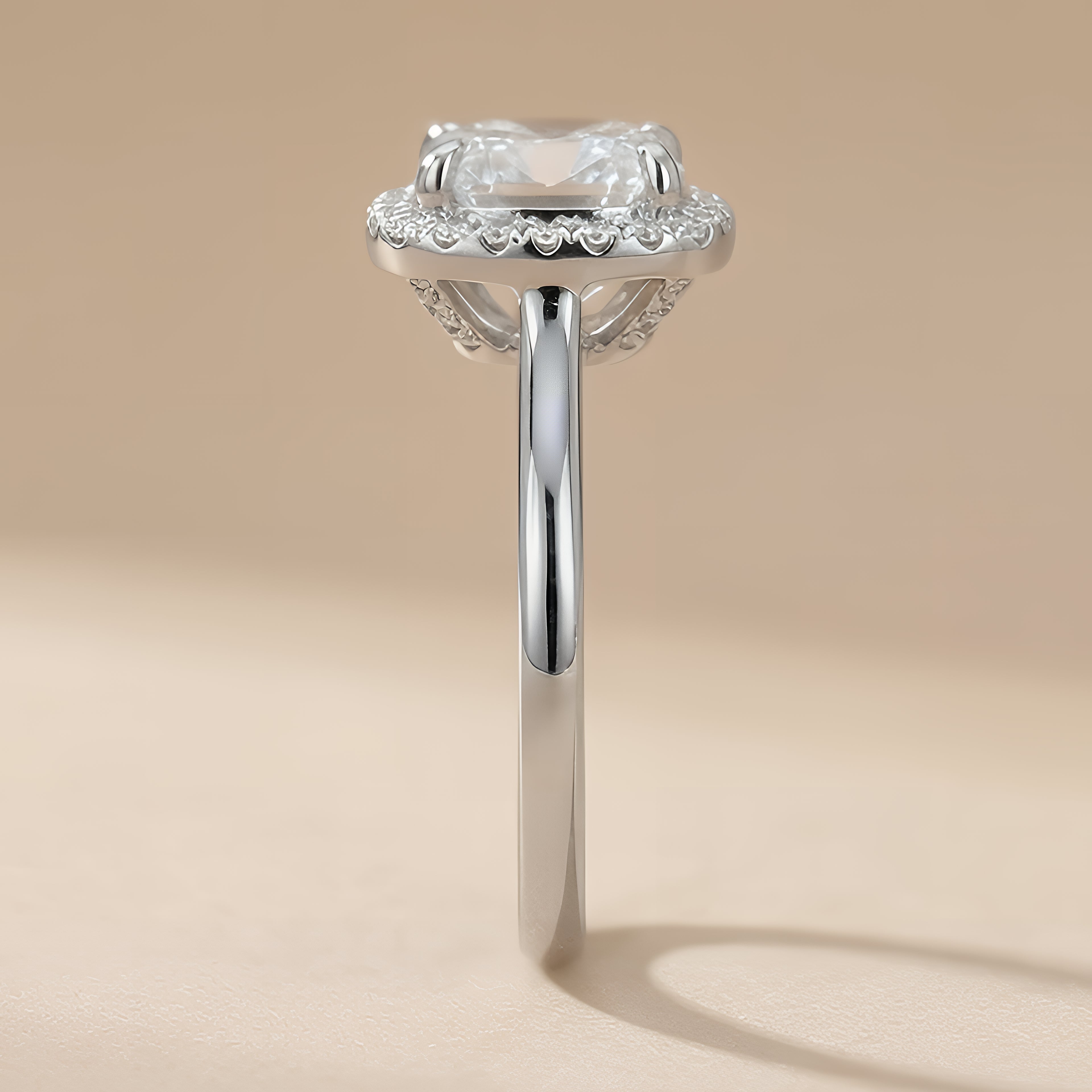 Lab Grown Diamond Halo Ring - Comparison of Yellow, White, Rose Gold