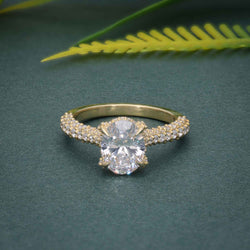 2Ct Classic Under Halo Oval Shape Moissanite Diamond Engagement Wedding Ring