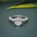 2Ct Classic Under Halo Oval Shape Moissanite Diamond Engagement Wedding Ring - JBR Jeweler