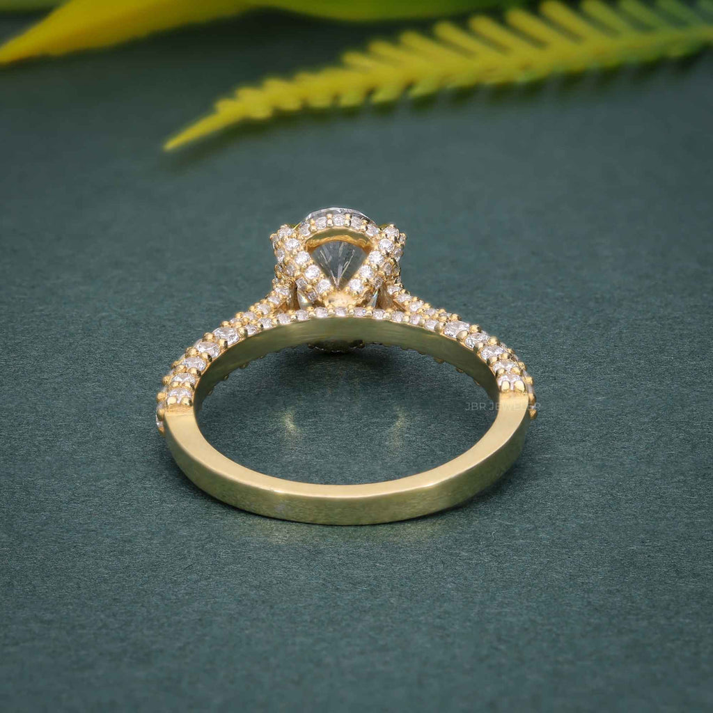 2Ct Classic Under Halo Oval Shape Moissanite Diamond Engagement Wedding Ring - JBR Jeweler