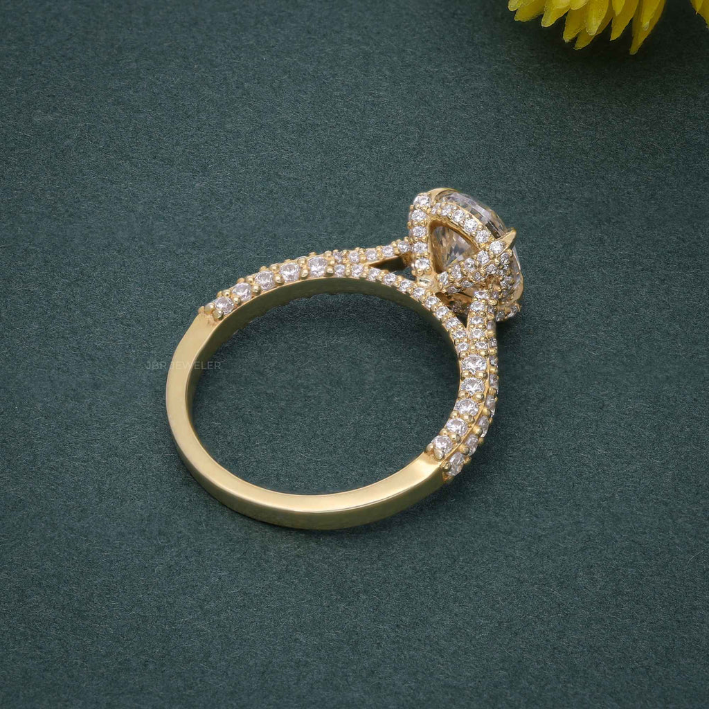 2Ct Classic Under Halo Oval Shape Moissanite Diamond Engagement Wedding Ring - JBR Jeweler