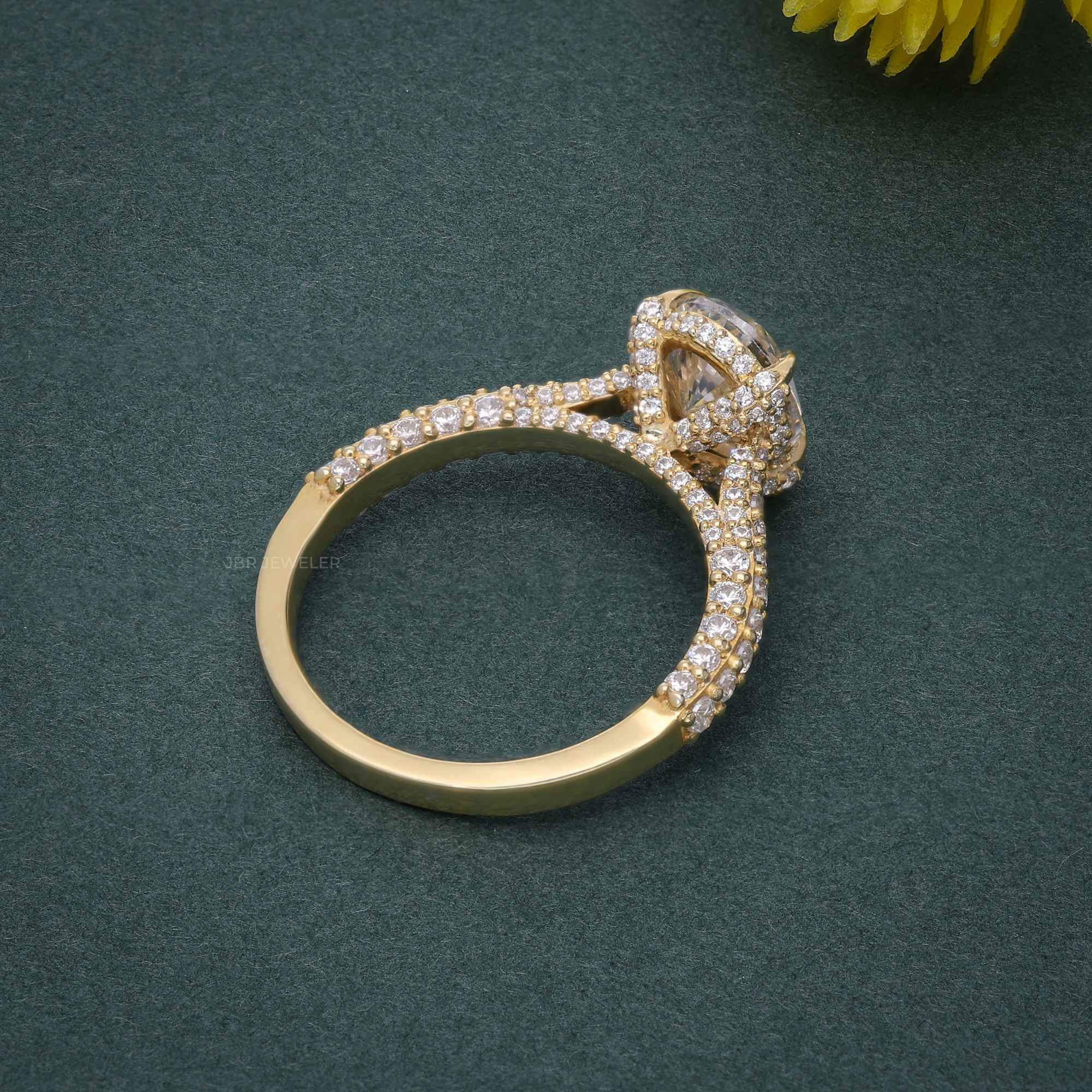 2Ct Classic Under Halo Oval Shape Moissanite Diamond Engagement Wedding Ring - JBR Jeweler