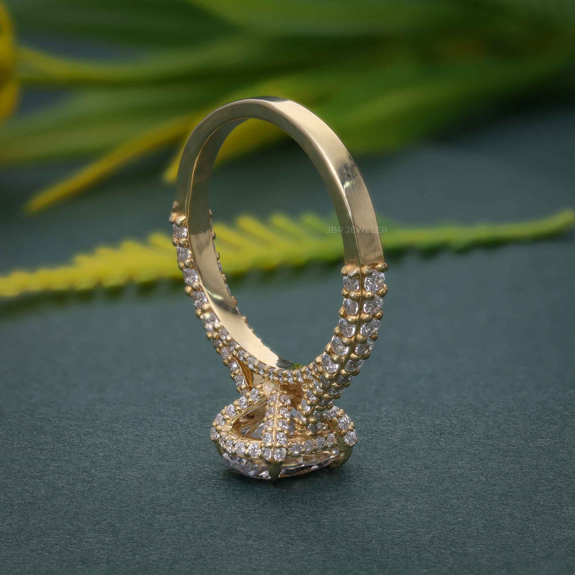 2Ct Classic Under Halo Oval Shape Moissanite Diamond Engagement Wedding Ring - JBR Jeweler