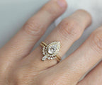 2 CT Pear Cut Lab Diamond Teardrop Engagement Bridal Set