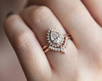 2 CT Lab Grown Teardrop Diamond Engagement Ring Set
