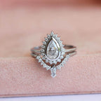 2 CT Teardrop Lab Diamond Bridal Engagement Ring Set