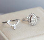 Dazzling 2 CT Lab Teardrop Diamond Bridal Ring Set
