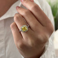 2CT Cushion Yellow Lab Diamond Halo Ring