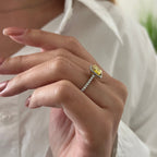 2CT Cushion Halo Ring in Yellow Lab Diamond