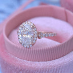 2CT Classic Halo Oval Cut Rose Gold Promise Moissanite Engagement Ring - JBR Jeweler