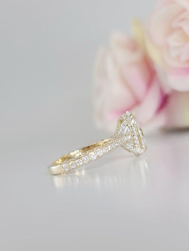 2Ct Classic Under Halo Oval Shape Moissanite Diamond Engagement Wedding Ring - JBR Jeweler