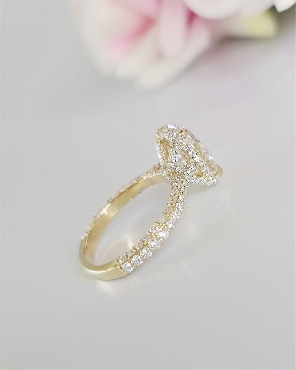 2Ct Classic Under Halo Oval Shape Moissanite Diamond Engagement Wedding Ring - JBR Jeweler