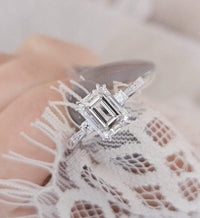 2CT Emerald Cut Certified Lab-Grown Diamond Ring wedding Bridal Set - JBR Jeweler