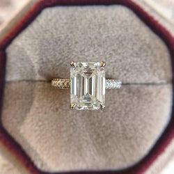 2CT Emerald Cut Halo Set Lab-Grown Diamond Engagement Ring - JBR Jeweler