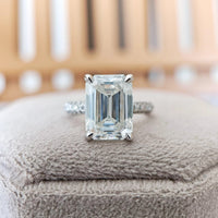 2CT Emerald Cut Halo Set Lab-Grown Diamond Engagement Ring - JBR Jeweler